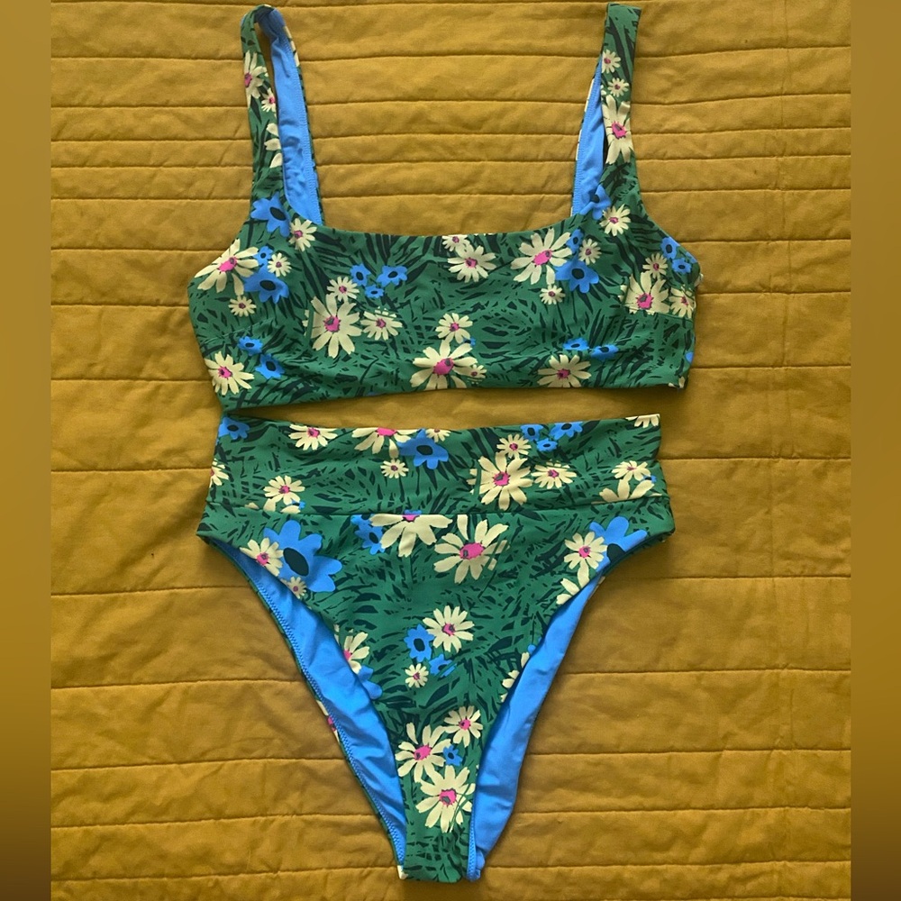 Aerie Floral Swimsuit Two Piece Bikini M/L